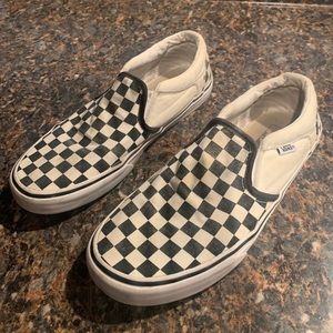 Checkered slip on vans